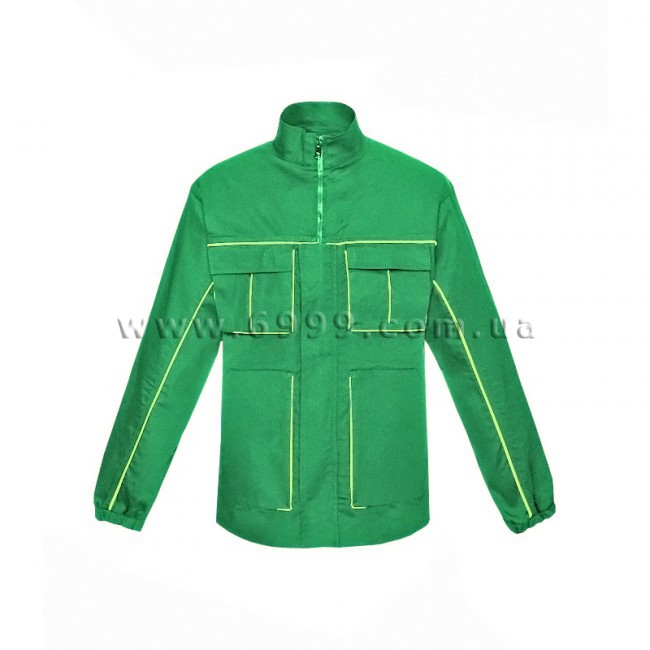 Куртка "Дизель", зеленая с лимонными вставками