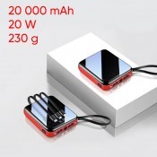 Повербанк-міні "Square", 20000mAh, 120W, чорний-червоний