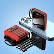 Повербанк-міні "Square", 20000mAh, 120W, чорний-червоний